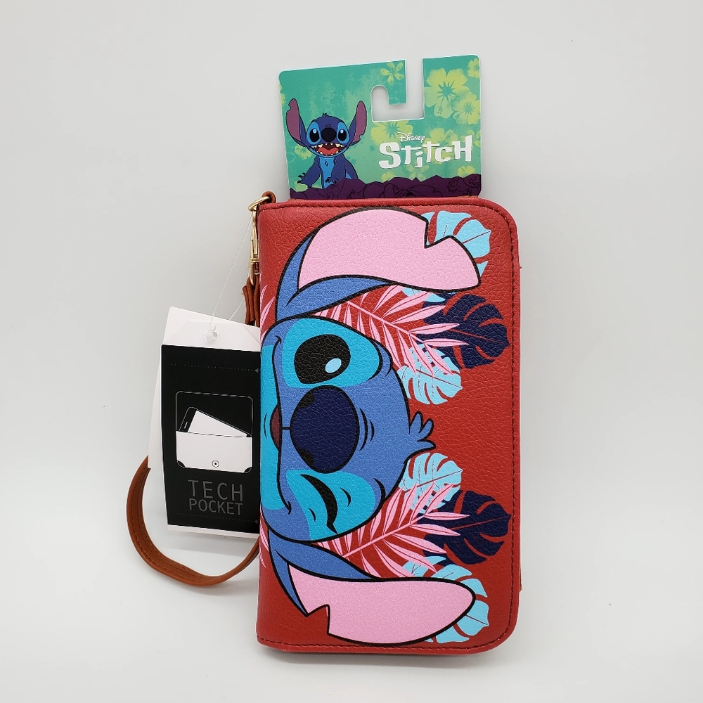 Disney Lilo & Stitch Tropical Design Snap-Closure Wristlet Wallet w/ Wrist Strap